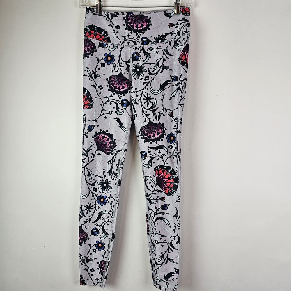 Nike Power Legend Womens S Tight Leggings Floral Pants Training Dri-Fit Gray Gym